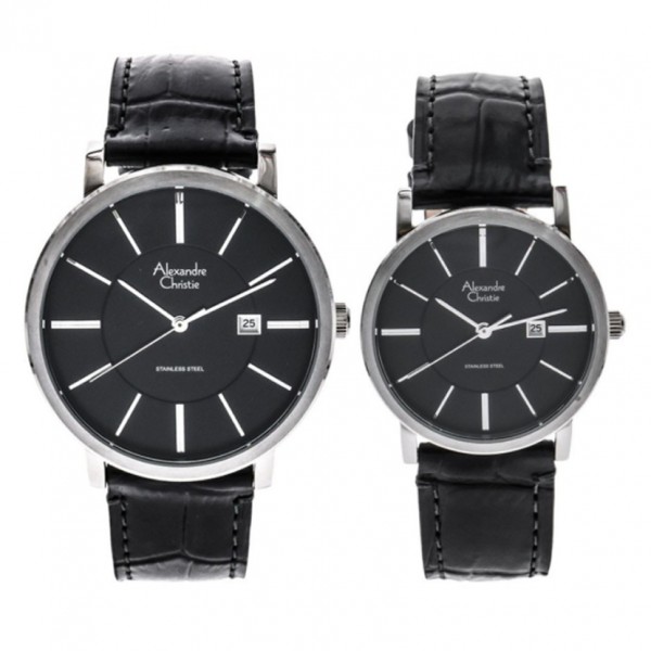 Alexandre Christie AC 8344 SIlver Black Couple